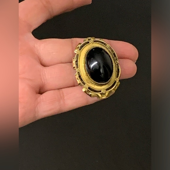 Signed Original By Robert Oval Victorian Black Glass Cabochon Brooch / Pendant - Picture 10 of 13